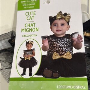 Cute Cat Costume for Infants - Black and Gold